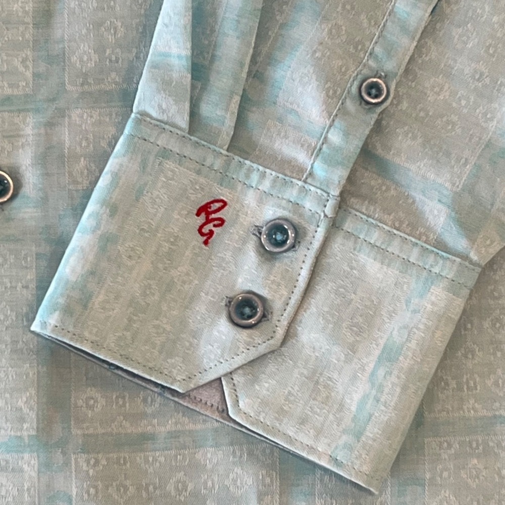 Robert Graham Shirt Mens XL Blue Linen Blend Classic Fit Flip Cuff - Picture 9 of 13
